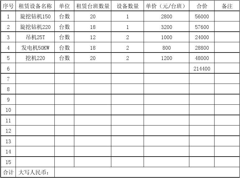 2023年10月设备租赁结算单